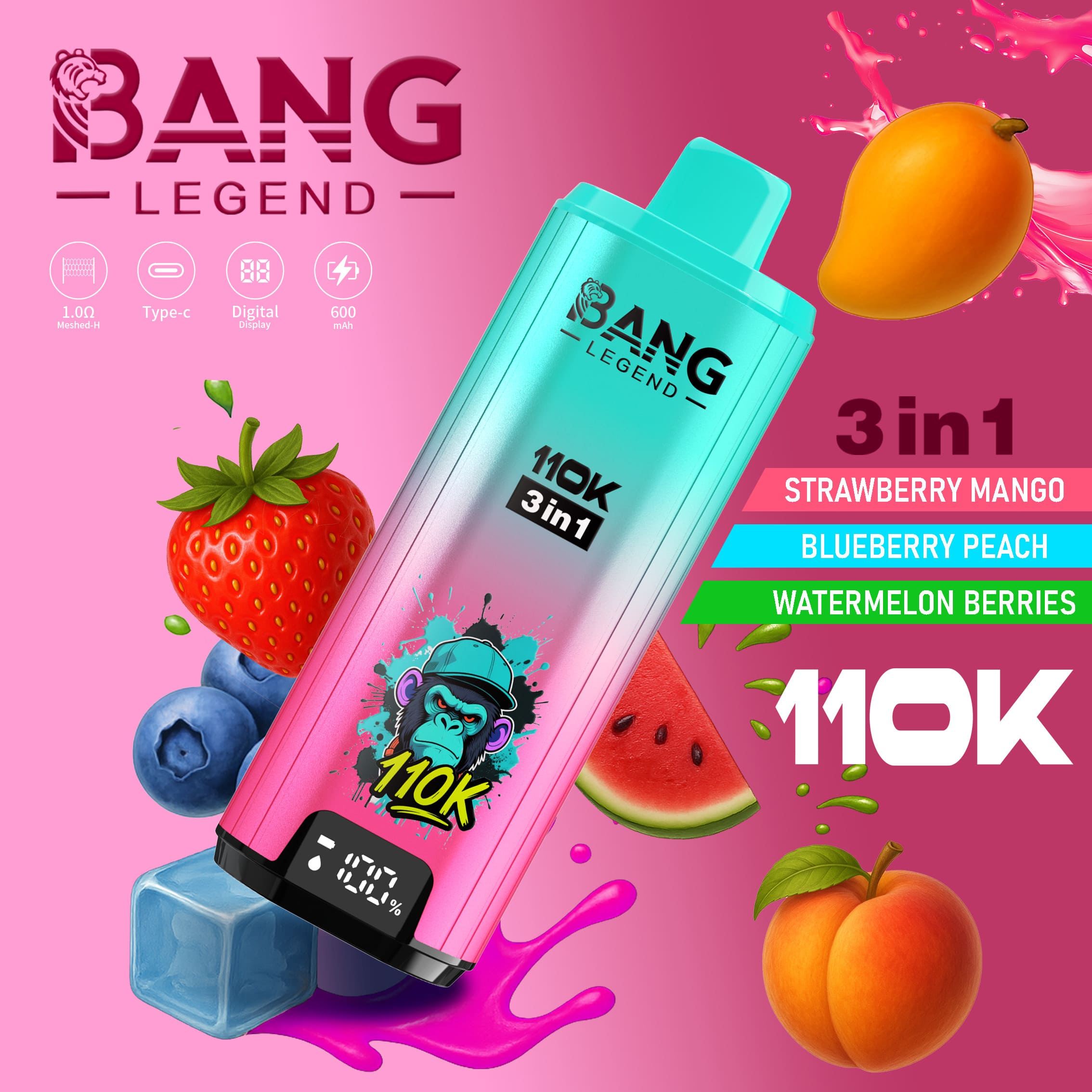 Bang Legend 110000 Puffs 3 w 1 Smaki – Jednorazowy E-Papieros Z Niezrównaną Wydajnością i Wszechstronnością Smaków! - obrazek 10
