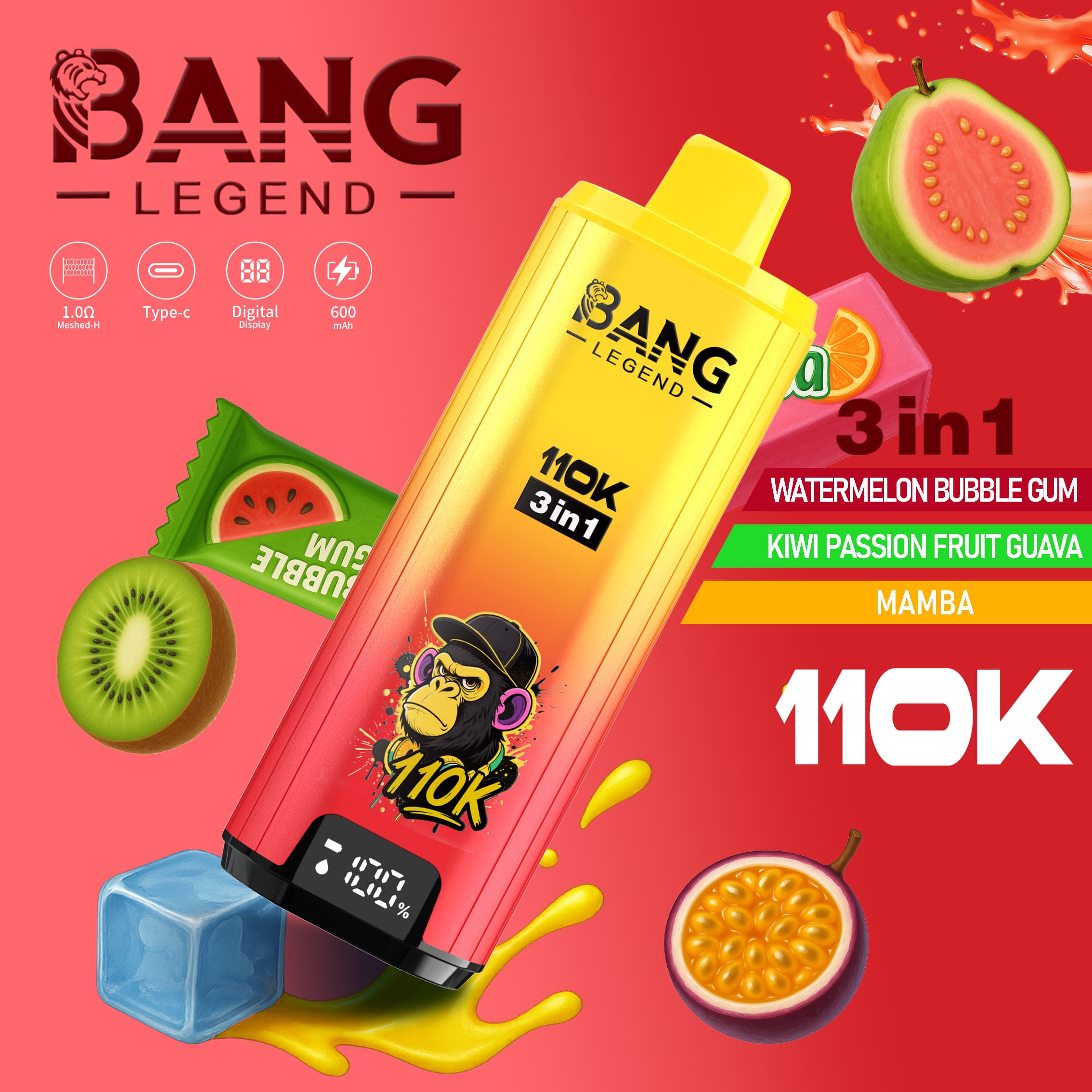 Bang Legend 110000 Puffs 3 w 1 Smaki – Jednorazowy E-Papieros Z Niezrównaną Wydajnością i Wszechstronnością Smaków! - obrazek 12